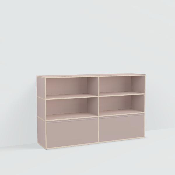 Shoe Rack in Pink with Drawers and Backpanels