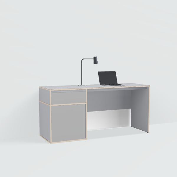 Desk in Grey with Doors and Drawers