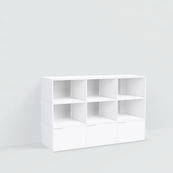 Shoe Rack in White with Drawers